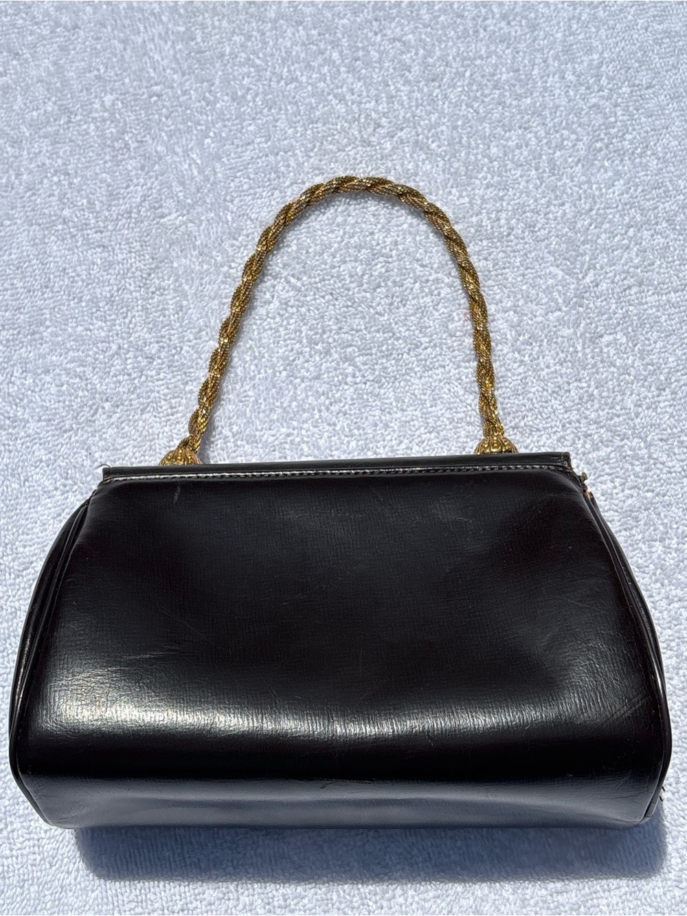 Dofan of France Vintage Brown Leather Bag Gold Flower Clasp - Picture 4 of 14